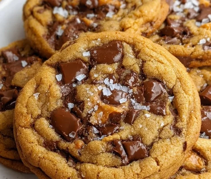 Batch of best ever chocolate chip cookies on a baking tray