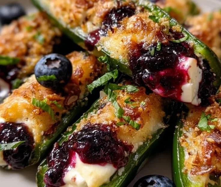 Brie and Blueberry Jalapeño Popper Bites arranged on a serving platter.