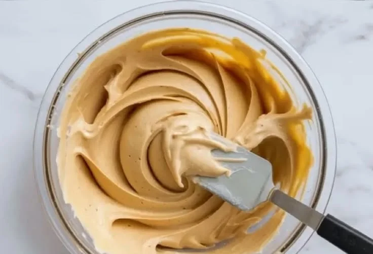 Delicious brown butter frosting swirled on a chocolate cupcake.