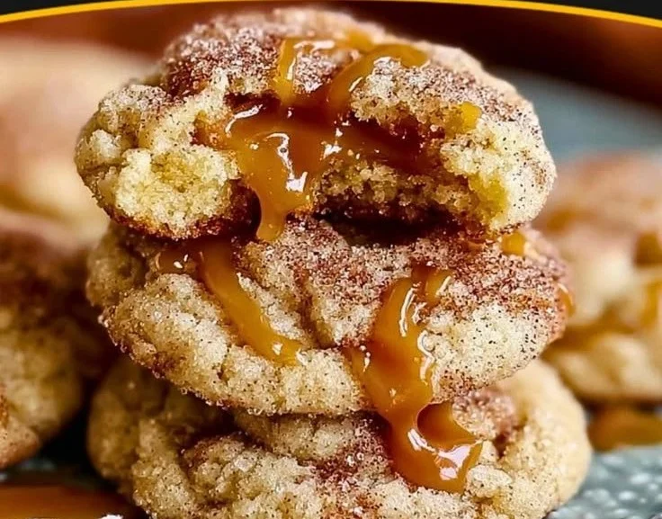 Delicious Brown Sugar Cinnamon Butter Cookies with gooey caramel centers