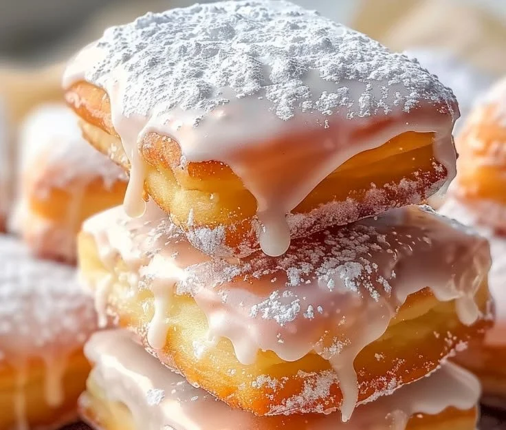 Delicious homemade buttermilk beignet squares on a plate