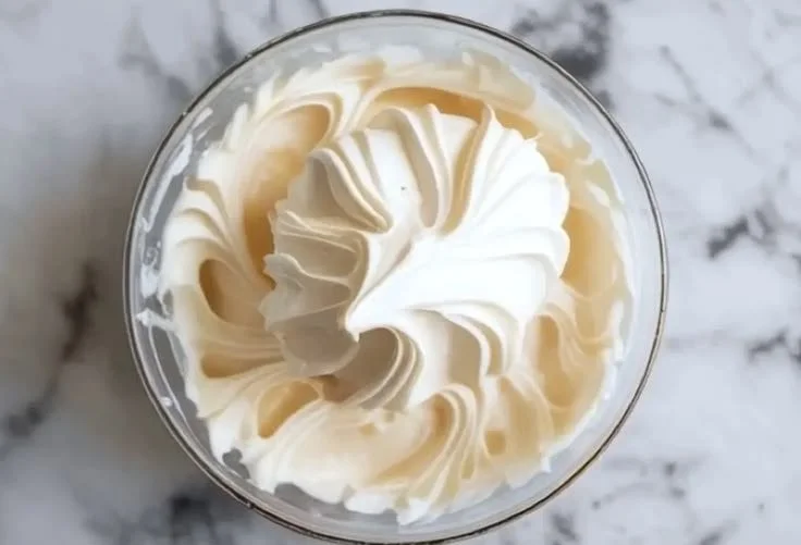 Delicious Chantilly Cream beautifully piped on dessert