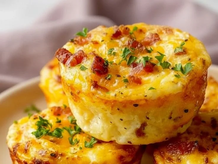 Cheesy muffin tin cottage cheese egg bites ready to enjoy.