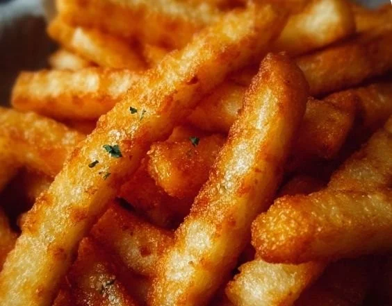 Crispy mashed potato fries served in a bowl with dipping sauce