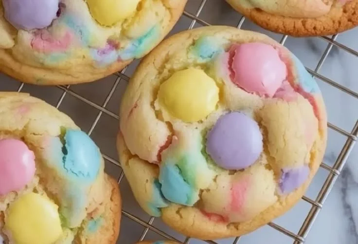 Delicious Easter Funfetti Cookies decorated with colorful sprinkles