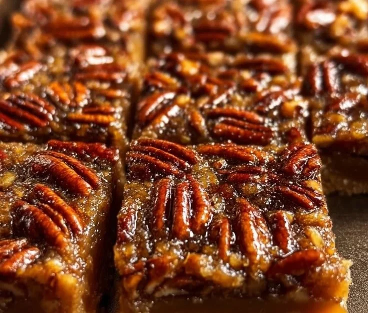 Delicious homemade easy pecan pie bars on a plate