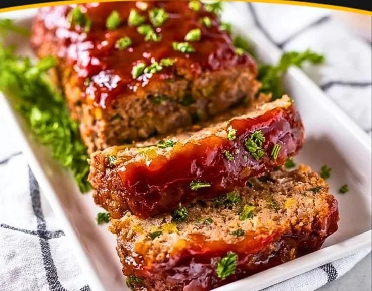 Delicious easy stuffed meatloaf with flavorful filling on a plate