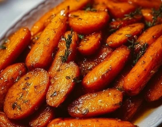 Delicious glazed carrots served on a plate as a colorful side dish