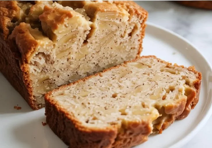 Gluten free banana bread made with almond flour on a wooden table
