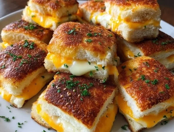 Delicious grilled cheese sandwich with golden crust and melted cheese