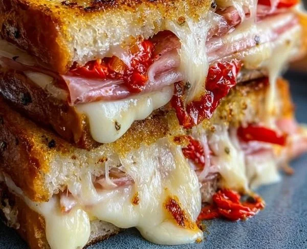 Delicious Grinder Grilled Cheese Sandwich with melted cheese and toasted bread