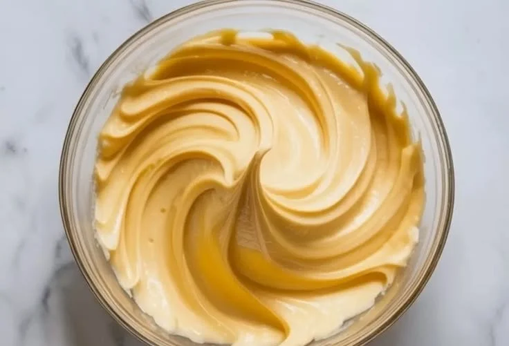 Delicious Honey Buttercream Frosting swirl on a vanilla cupcake