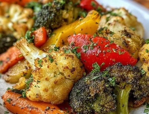 Bowl of honey garlic roasted vegetables, showcasing vibrant colors and deliciousness.