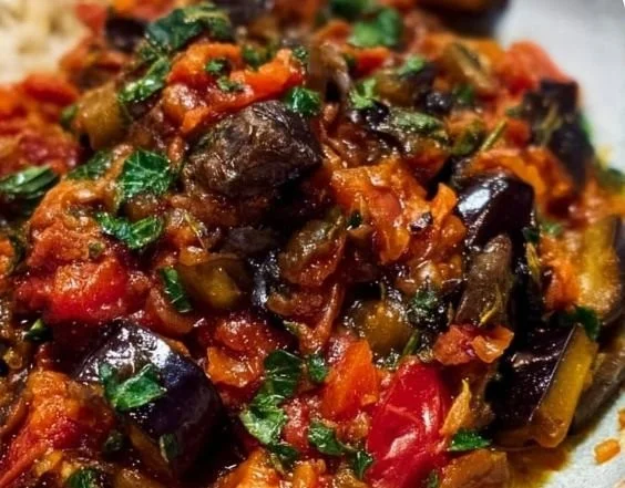 Delicious Roasted Eggplant Caponata inspired by Ina Garten's recipe