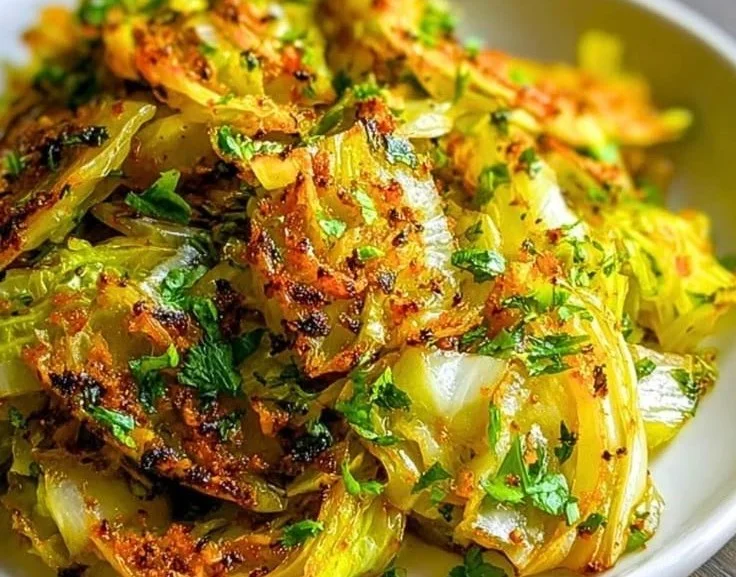 Indian-style roasted cabbage dish with spices and herbs