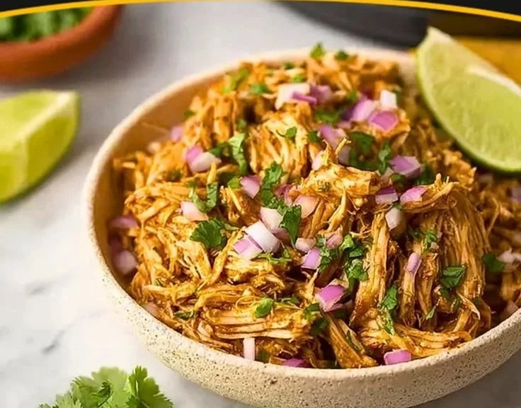 Delicious Instant Pot shredded chicken ready for taco filling.