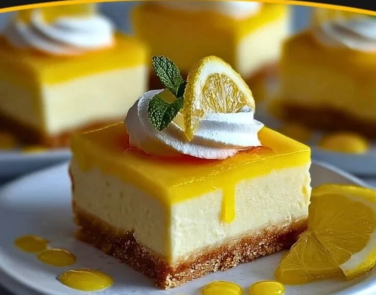 Delicious Lemon Cheesecake Bars, a tangy and creamy dessert recipe