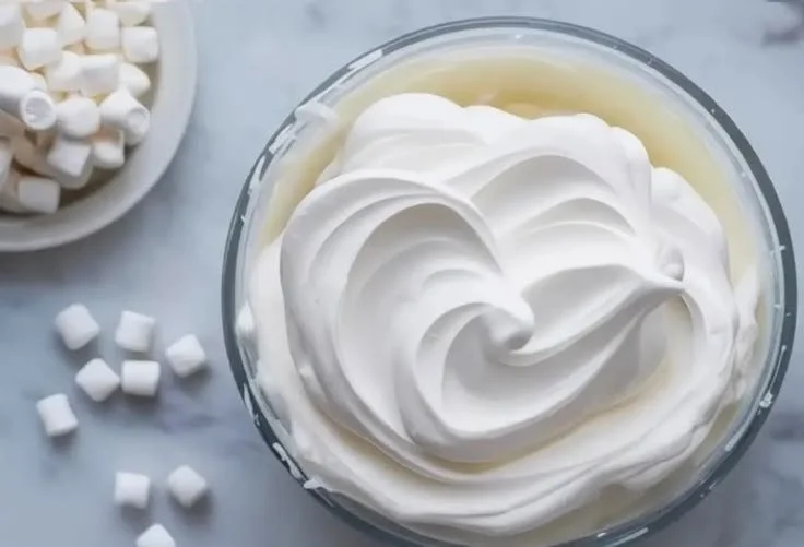 Delicious Marshmallow Buttercream Frosting on a cupcake.
