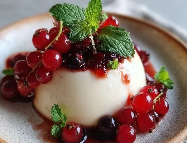 Delicious homemade panna cotta served in elegant dessert glasses.