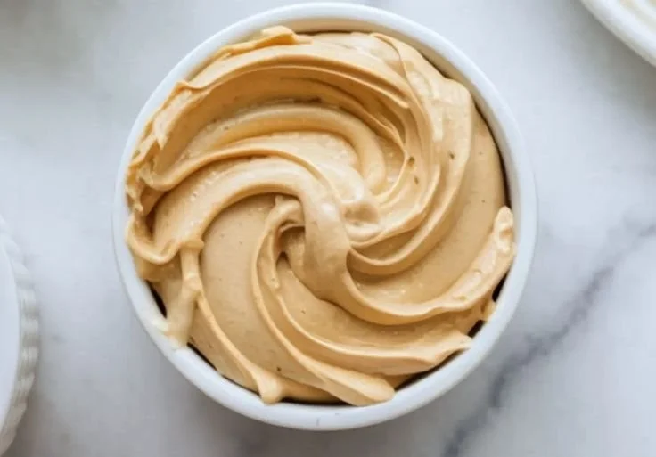 Delicious homemade peanut butter mousse served in a glass