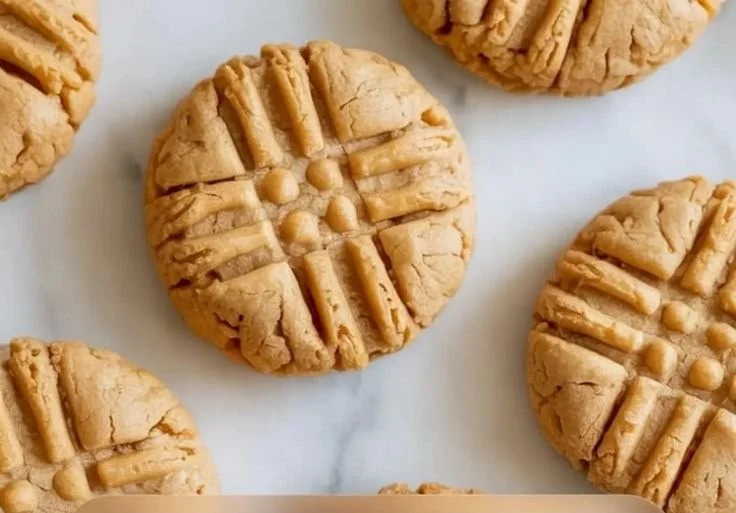 Peanut Butter Oat Flour Cookies arranged on a plate