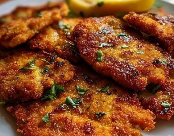 Quick and easy chicken cutlets served with a side of vegetables