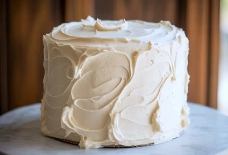 Delicious Russian Buttercream frosting on a beautifully decorated cake