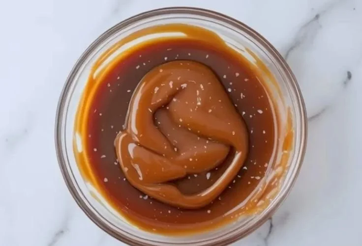Delicious salted caramel filling in a dessert