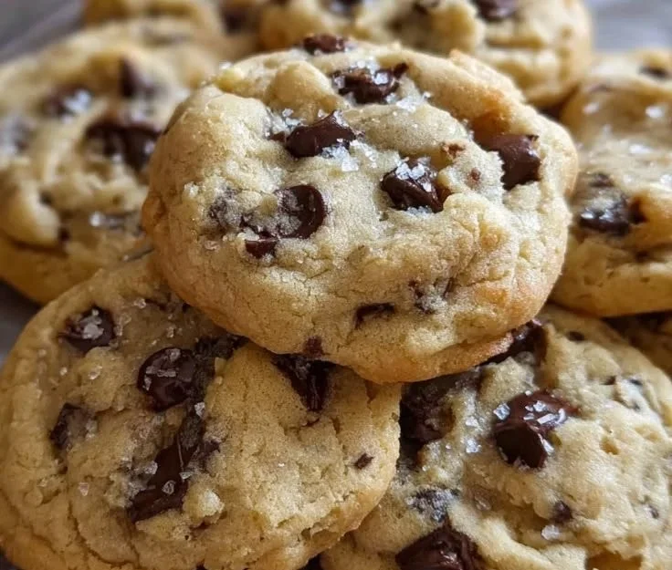 Freshly baked sourdough chocolate chip cookies on a cooling rack.