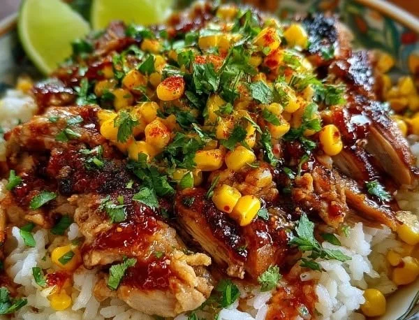 Delicious Street Corn Chicken Rice Bowl with vibrant toppings and flavors