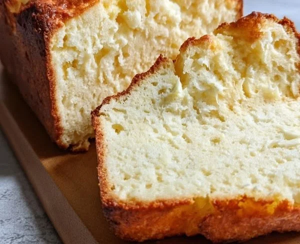 Gluten-free yogurt bread with zero carbs on a cutting board