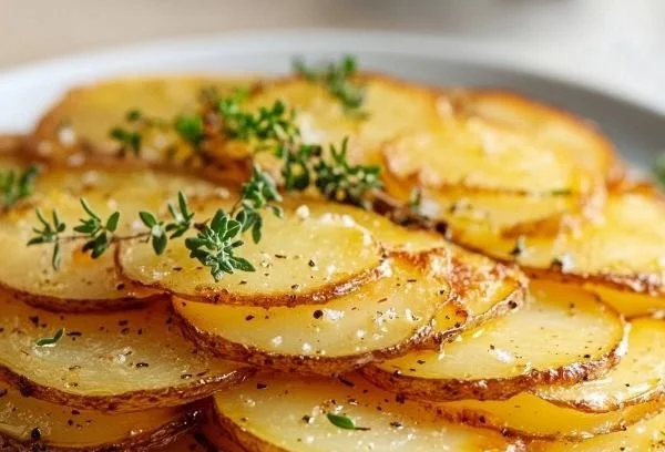 Anna potatoes in a rustic bowl ready for cooking
