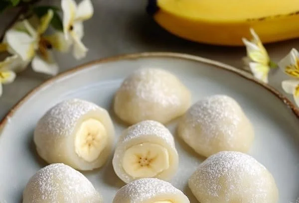 Delicious Banana Mochi dessert with a chewy texture and sweet banana flavor