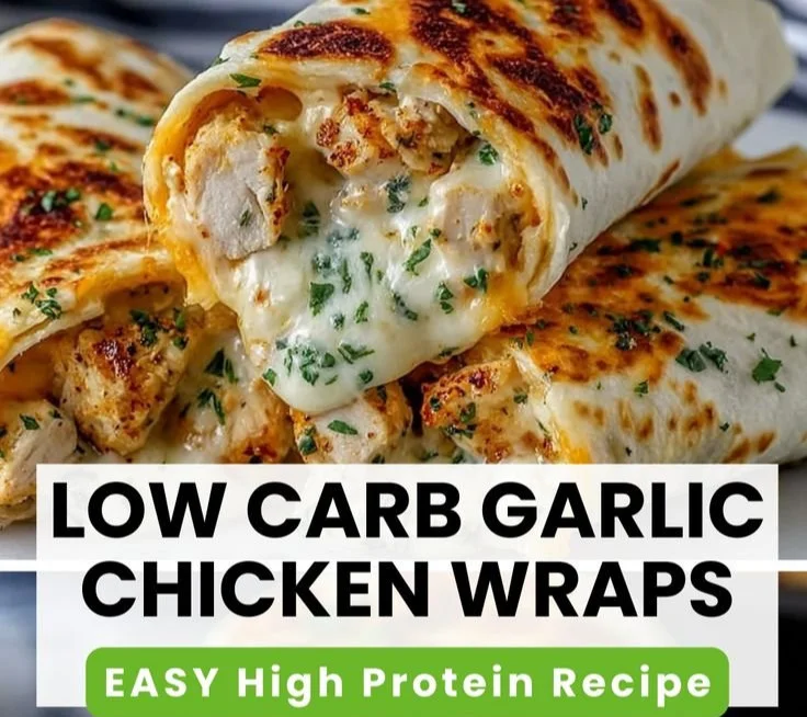 Cheesy garlic chicken wraps served on a plate