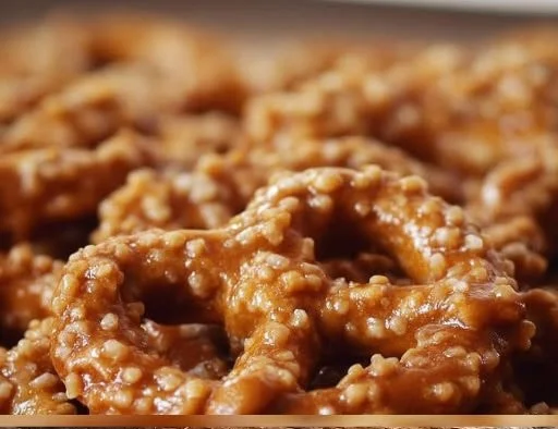 Delicious butter toffee pretzels ready to be served