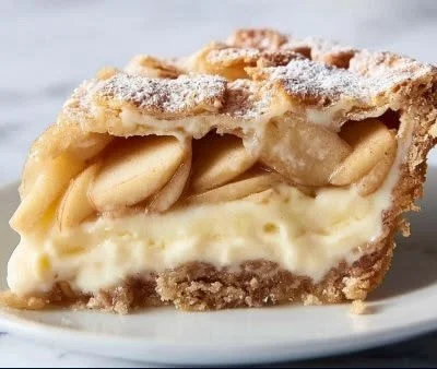 Slice of classic Irish Apple Cake topped with sugar and served on a plate