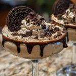 Delicious Cookies and Cream Martini garnished with chocolate sprinkles