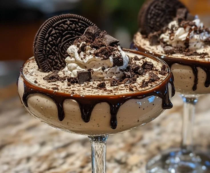 Delicious Cookies and Cream Martini garnished with chocolate sprinkles