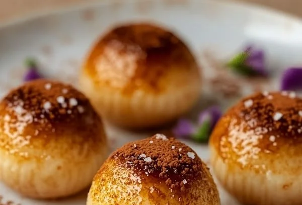 Delicious Crème Brûlée Brigadeiros topped with caramelized sugar crust