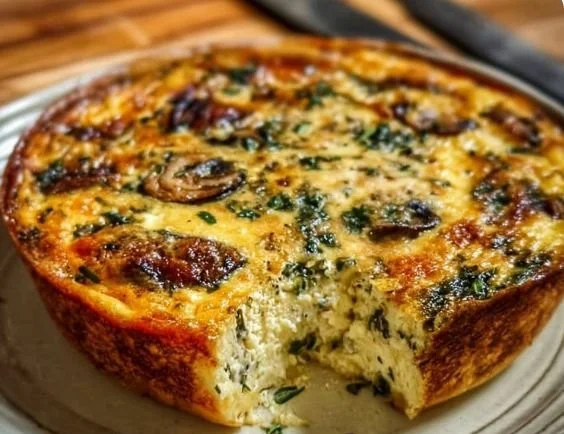 Delicious crustless quiche made with fresh vegetables and cheese