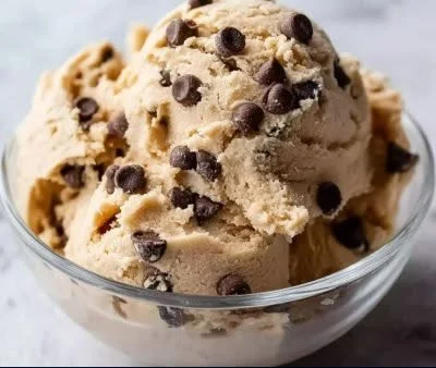 Bowl of easy protein cookie dough ready to eat.
