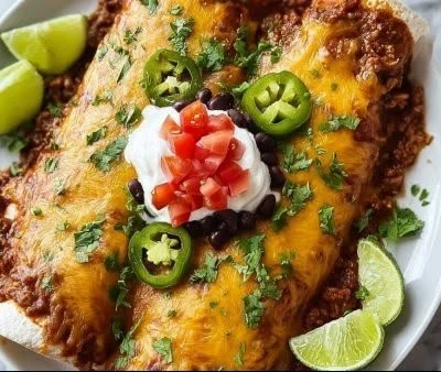 Enchiladas with ground turkey and black beans served on a plate