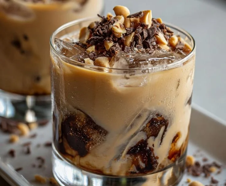 Frosted Skrewball Russian cocktail with creamy nutty flavors