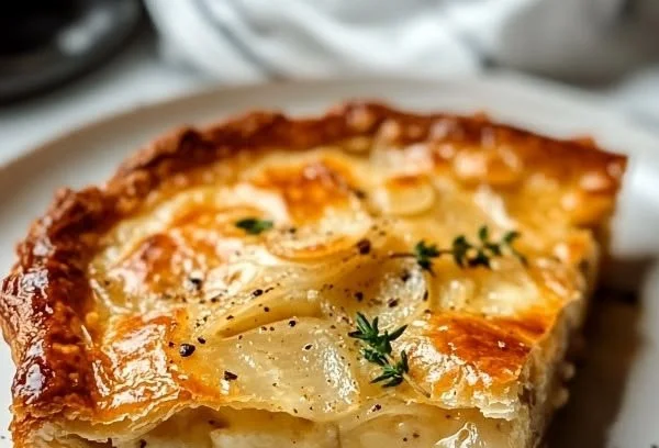 Gordon Ramsay's cheese and onion pie baked to golden perfection