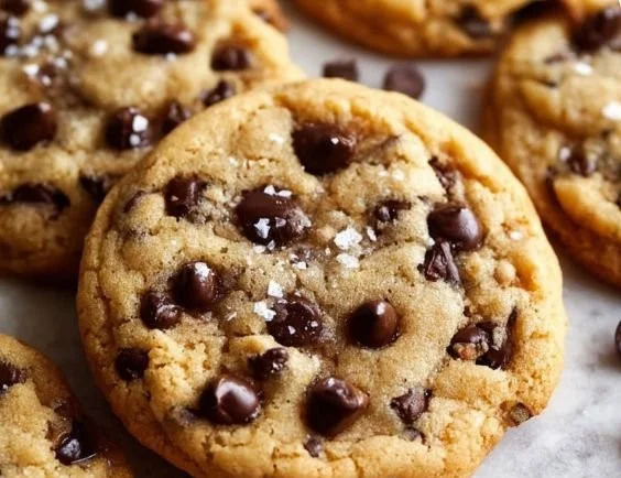Healthy almond flour chocolate chip cookies on a plate