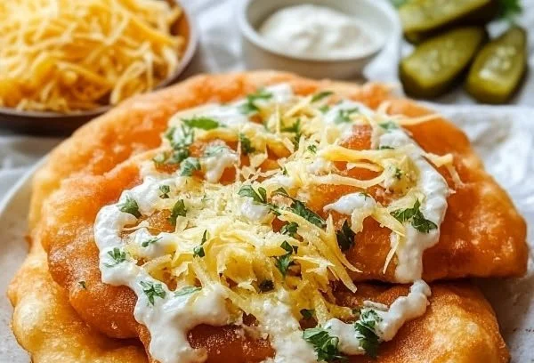 Delicious Hungarian fried dough served fresh and golden brown.