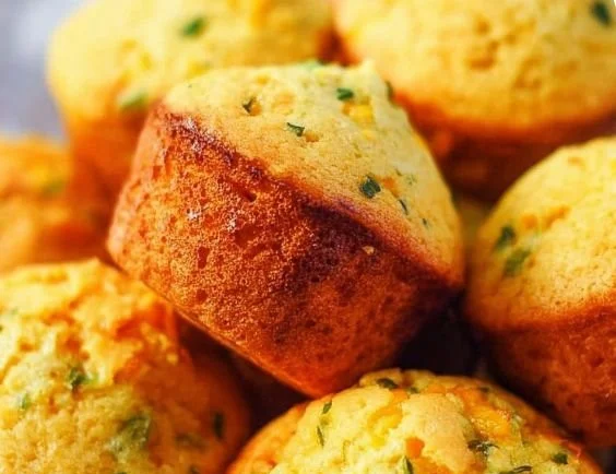 Delicious Jalapeño Cheddar Cornbread Muffins on a wooden table