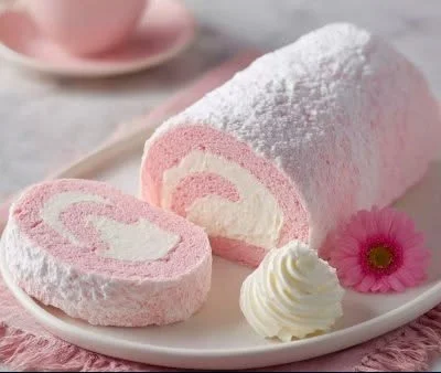 Japanese Cotton Candy Swiss Roll - a fluffy dessert with cotton candy flavor.