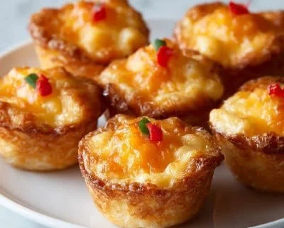 Pimento cheese bites served on a platter with garnish