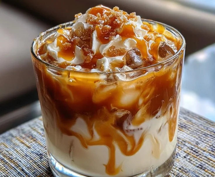 Delicious Salted Caramel White Russian cocktail in a glass